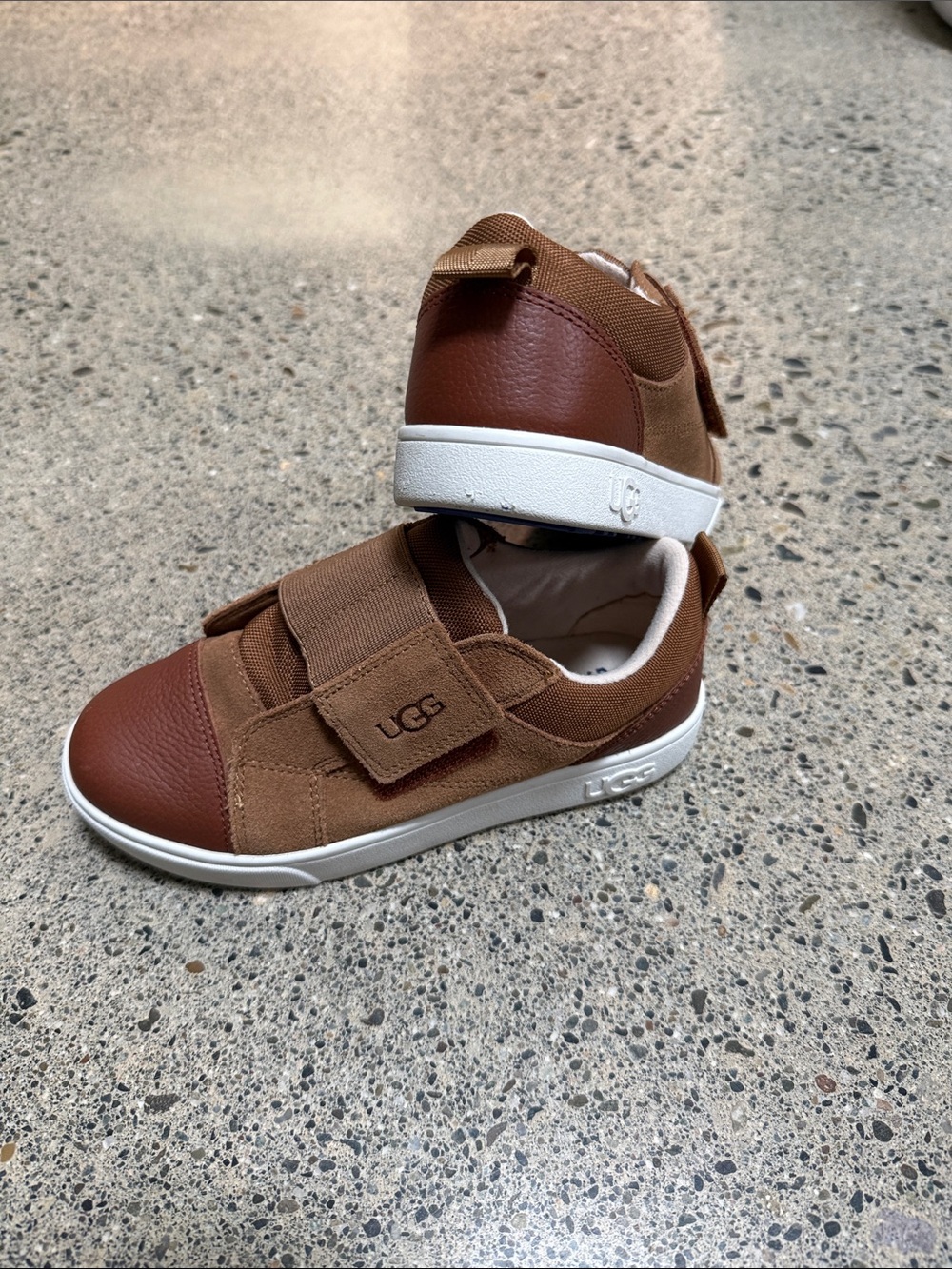 UGG Kids Tan and Brown Velcro Strap Sneakers